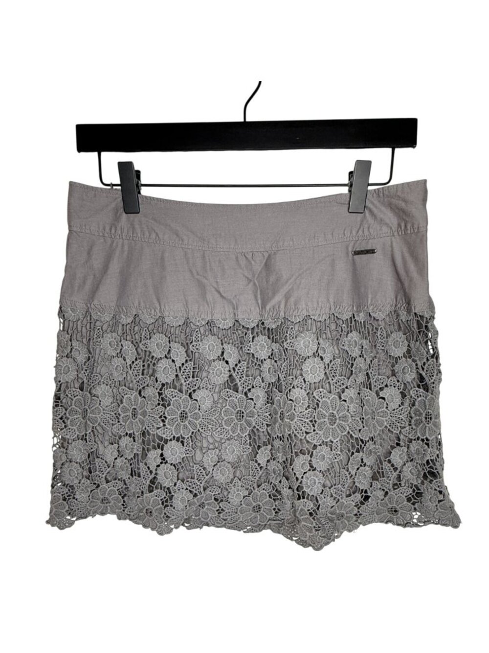 Abercrombie Fitch Gray Lace Mini Skirt Size 6 Boho Feminine